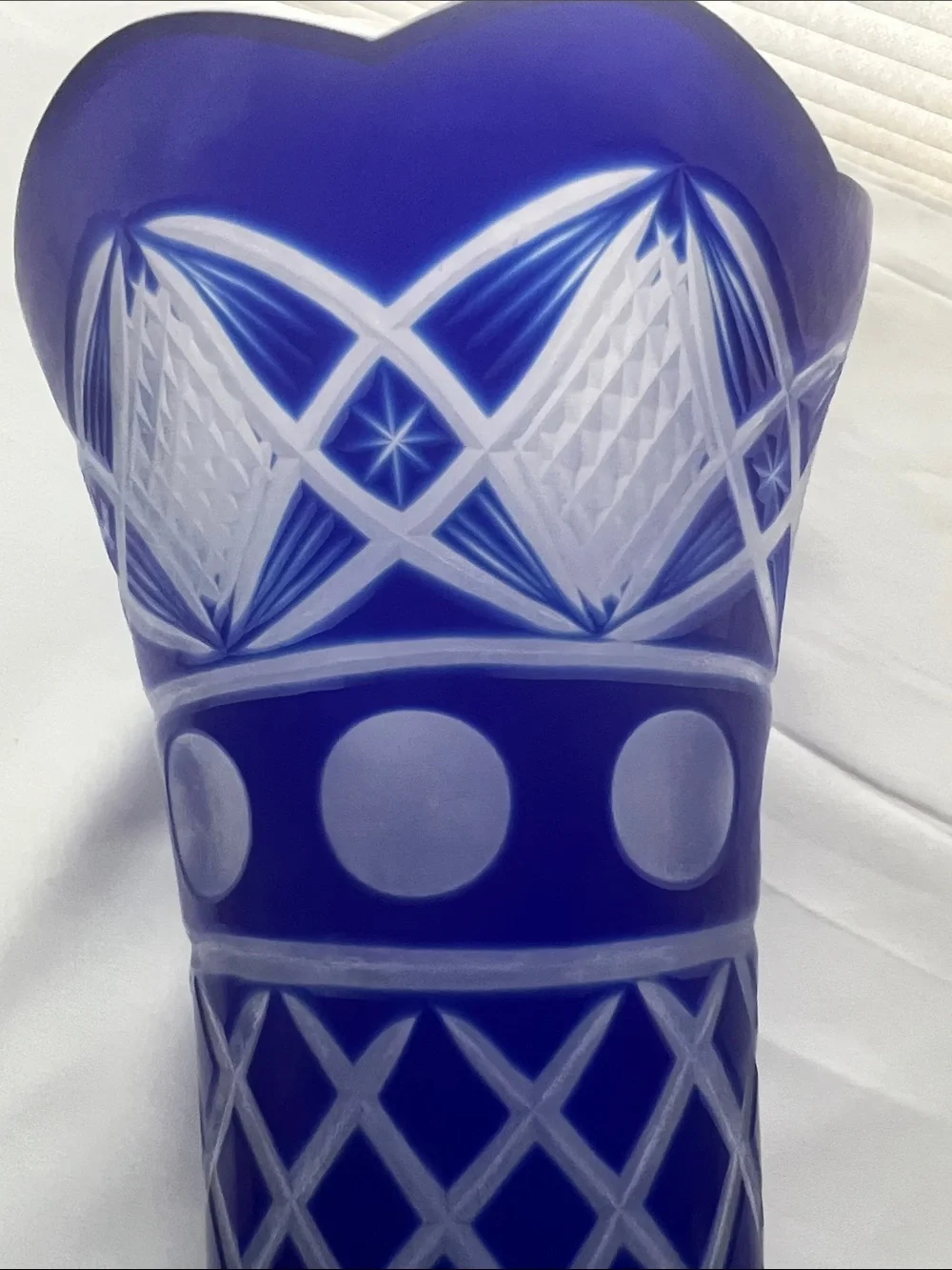 Cobalt Blue Cut Crystal Vase - Elegant Home Accent 9